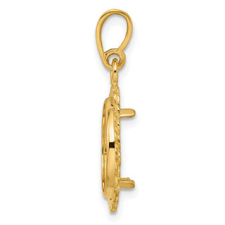 14k Yellow Gold S Chain 13mm Prong Coin Bezel Pendant - Fits 2 Pesos and US $1