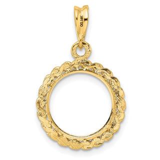 14k Yellow Gold S Chain 13mm Prong Coin Bezel Pendant - Fits 2 Pesos and US $1