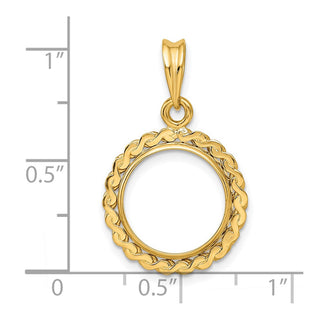 14k Yellow Gold S Chain 13mm Prong Coin Bezel Pendant - Fits 2 Pesos and US $1