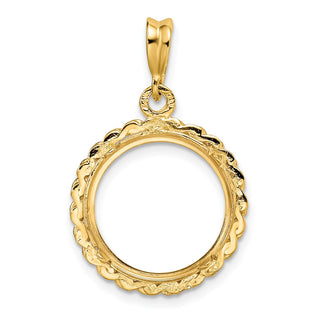 14k Yellow Gold S Chain 15mm Prong Coin Bezel Pendant - Fits US $1 Type 2