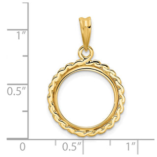 14k Yellow Gold S Chain 15mm Prong Coin Bezel Pendant - Fits US $1 Type 2
