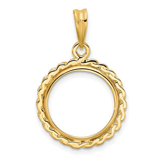 14k Yellow Gold S Chain 15mm Prong Coin Bezel Pendant - Fits US $1 Type 2
