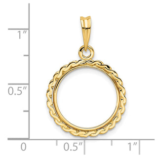 14k Yellow Gold S Chain 15.5mm Prong Coin Bezel Pendant - Fits 2.5 Pesos