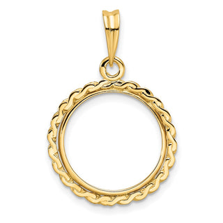 14k Yellow Gold S Chain 15.5mm Prong Coin Bezel Pendant - Fits 2.5 Pesos