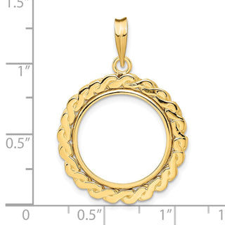 14k Yellow Gold S Chain 18mm Prong Coin Bezel Pendant - Fits 1/10 oz Cat