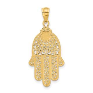 14k Yellow Gold Diamond-Cut Filigree Chamseh Pendant