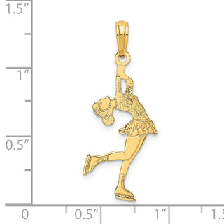 14k Yellow Gold Ice Skater Turning Pendant