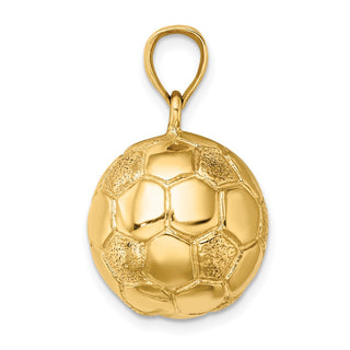 14k Yellow Gold 3-D Soccerball Pendant