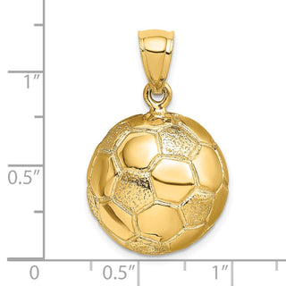14k Yellow Gold 3-D Soccerball Pendant