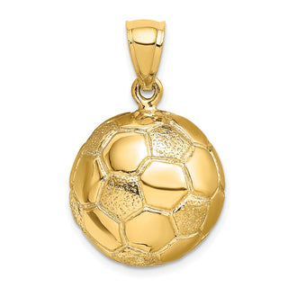14k Yellow Gold 3-D Soccerball Pendant