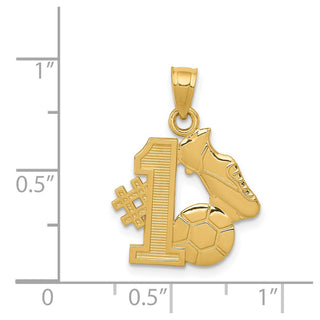 14k Yellow Gold #1 Soccer Story w/ Cleats and Ball Pendant