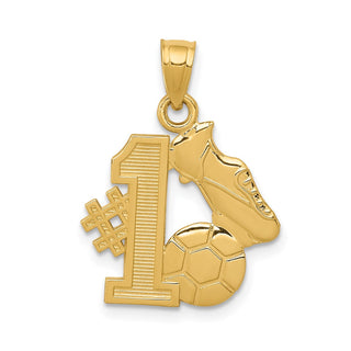 14k Yellow Gold #1 Soccer Story w/ Cleats and Ball Pendant