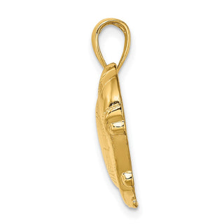 14k Yellow Gold Soccer Shoe Kicking Ball Pendant
