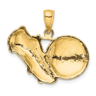 14k Yellow Gold Soccer Shoe Kicking Ball Pendant