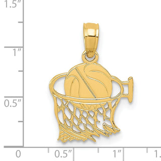 14k Yellow Gold Basketball In Net Pendant