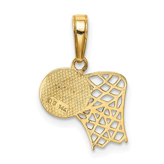 14k Yellow Gold Basketball Hoop and Ball Pendant