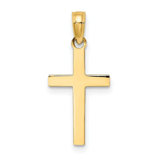 14k Yellow Gold Beveled Cross Pendant