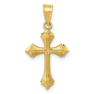 14k Yellow Gold Diamond-Cut Passion Cross Pendant
