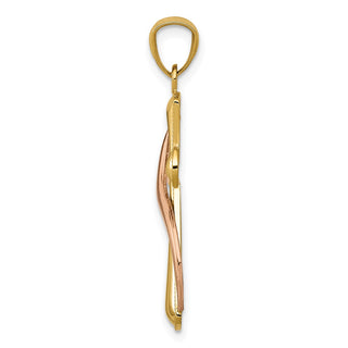 14k Yellow and Rose Gold Polished Methodist Cross Pendant