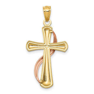 14k Yellow and Rose Gold Polished Methodist Cross Pendant