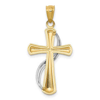 14k Two-tone Gold Polished Cross Pendant