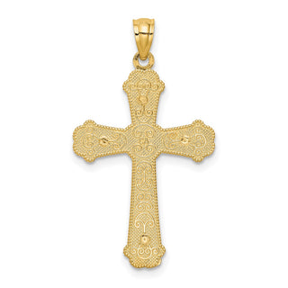 14k Yellow and White Gold Hearts Fancy Cross Pendant