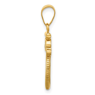 14k Yellow Gold French Scroll Screw Top 13mm Coin Bezel Pendant - Fits 2 Pesos and US $1