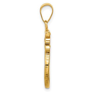 14k Yellow Gold French Scroll Screw Top 15.5mm Coin Bezel Pendant - Fits 2.5 Pesos