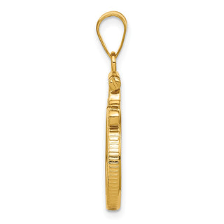 14k Yellow Gold French Scroll Screw Top 16mm Coin Bezel Pendant - Fits 1/10 oz Maple Leaf, Maple Leaf, and Other Coins
