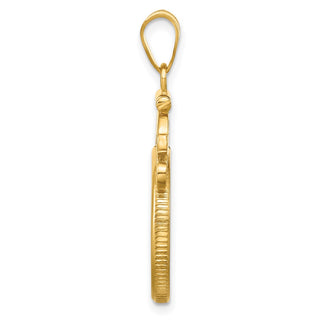 14k Yellow Gold French Scroll Screw Top 18mm Coin Bezel Pendant - Fits 1/10 oz Cat