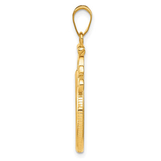 14k Yellow Gold French Scroll Screw Top 19.0mm Coin Bezel Pendant - Fits 5 Pesos
