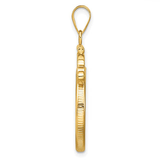 14k Yellow Gold French Scroll Screw Top 21.6mm Coin Bezel Pendant - Fits US $5 Bald Eagle, US $5 Congressional, US $5 Liberty, and Other Coins