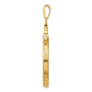 14k Yellow Gold French Scroll Screw Top 27.5mm Coin Bezel Pendant - Fits 20 Pesos