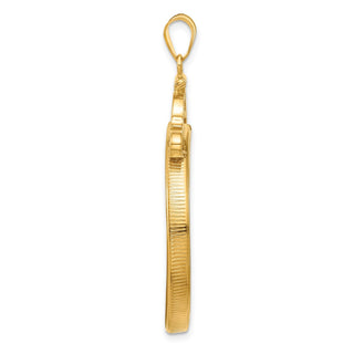 14k Yellow Gold French Scroll Screw Top 32mm Coin Bezel Pendant - Fits 1 oz Australian Nugget, 1 oz Kangaroo, 1 oz Panda, and Other Coins
