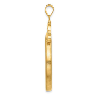 14k Yellow Gold French Scroll Screw Top 34.2mm Coin Bezel Pendant - Fits US $20 Liberty and US $20 St. Gaudens