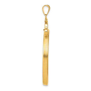 14k Yellow Gold French Scroll Screw Top 37mm Coin Bezel Pendant - Fits 50 Pesos and Centenario