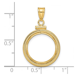 14k Yellow Gold Foxtail Chain Screw Top 15mm Coin Bezel Pendant - Fits US $1 Type 2