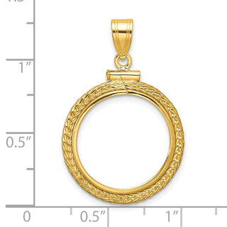 14k Yellow Gold Foxtail Chain Screw Top 18mm Coin Bezel Pendant - Fits 1/10 oz Cat