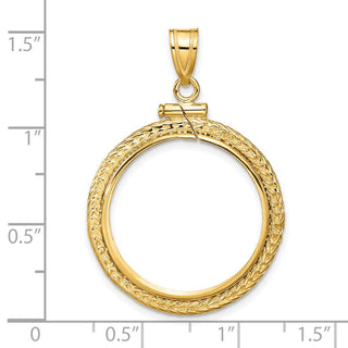 14k Yellow Gold Foxtail Chain Screw Top 21.6mm Coin Bezel Pendant - Fits US $5 Bald Eagle and US $5 Congressional