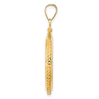14k Yellow Gold Foxtail Chain Screw Top 22mm Coin Bezel Pendant - Fits 1/4 oz American Eagle and Other Coins