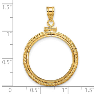 14k Yellow Gold Foxtail Chain Screw Top 22mm Coin Bezel Pendant - Fits 1/4 oz American Eagle and Other Coins