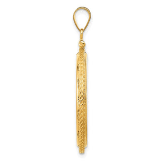 14k Yellow Gold Foxtail Chain Screw Top 27mm Coin Bezel Pendant - Fits 1/2 oz American Eagle, US $10 Liberty, and Other Coins