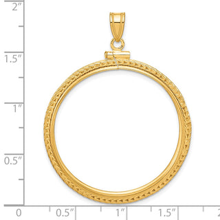 14k Yellow Gold Foxtail Chain Screw Top 32.7mm Coin Bezel Pendant - Fits 1 oz American Eagle, 1 oz Cat, and 1 oz Krugerrand