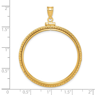 14k Yellow Gold Foxtail Chain Screw Top 34.2mm Coin Bezel Pendant - Fits US $20 Liberty and US $20 St. Gaudens