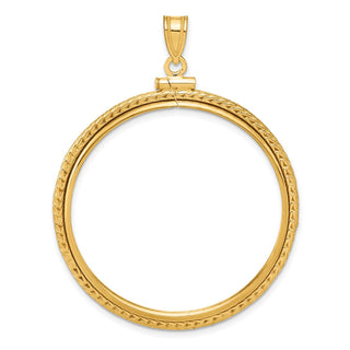 14k Yellow Gold Foxtail Chain Screw Top 34.2mm Coin Bezel Pendant - Fits US $20 Liberty and US $20 St. Gaudens