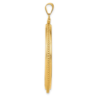 14k Yellow Gold Foxtail Chain Screw Top 37mm Coin Bezel Pendant - Fits 50 Pesos and Centenario