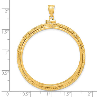 14k Yellow Gold Foxtail Chain Screw Top 37mm Coin Bezel Pendant - Fits 50 Pesos and Centenario