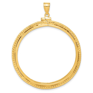 14k Yellow Gold Foxtail Chain Screw Top 37mm Coin Bezel Pendant - Fits 50 Pesos and Centenario