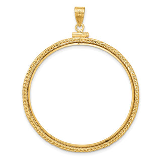 14k Yellow Gold Foxtail Chain Screw Top 39.5mm Coin Bezel Pendant - Fits 4 Ducat