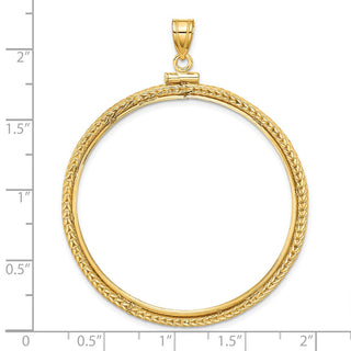 14k Yellow Gold Foxtail Chain Screw Top 39.5mm Coin Bezel Pendant - Fits 4 Ducat